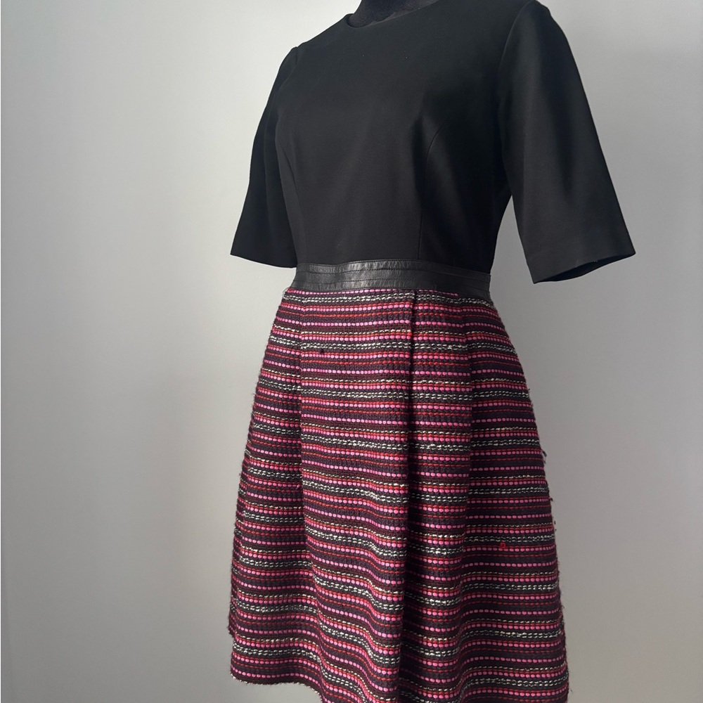 Shoshanna Mixed Media Black and Pink Striped Women's dress